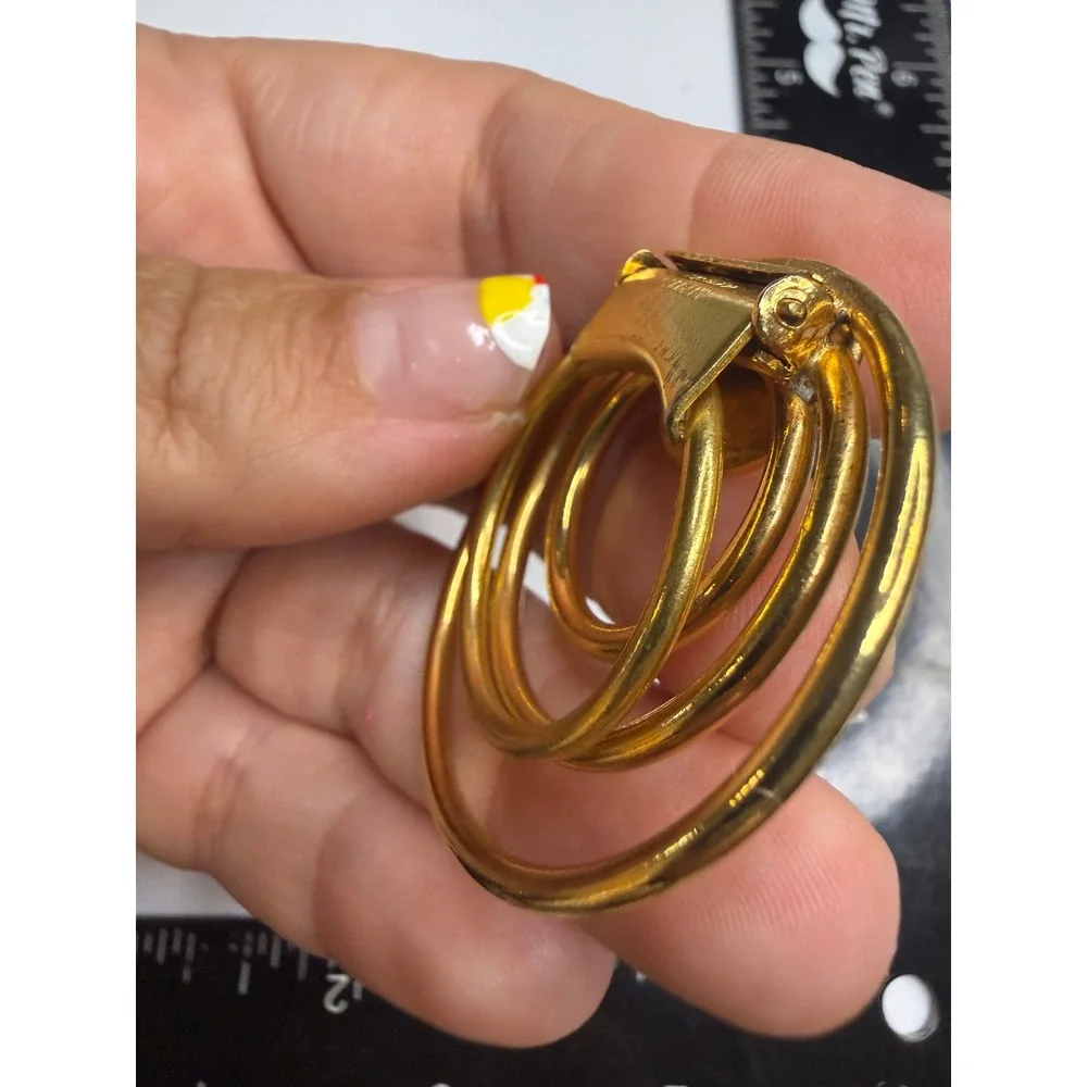 Vintage Gold Tone Multi Hoop Scarf Clip Nested Concentric Rings Accessory